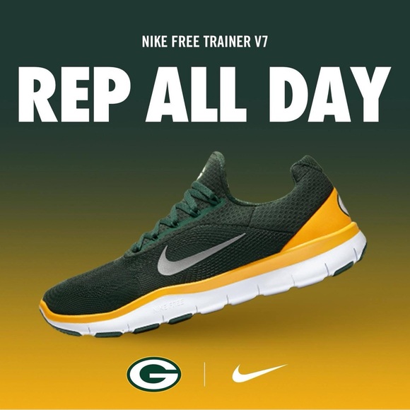 Rare Green Bay Packers Nike Free Green and Yellow Men's Shoes - Picture 10 of 10